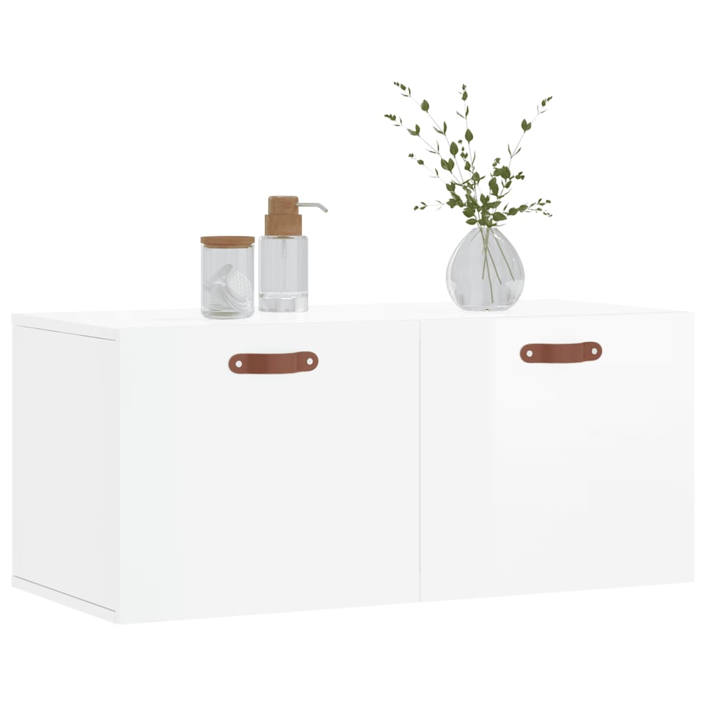 Dulap de perete, alb extralucios, 80x36,5x35 cm, lemn compozit GartenMobel Dekor