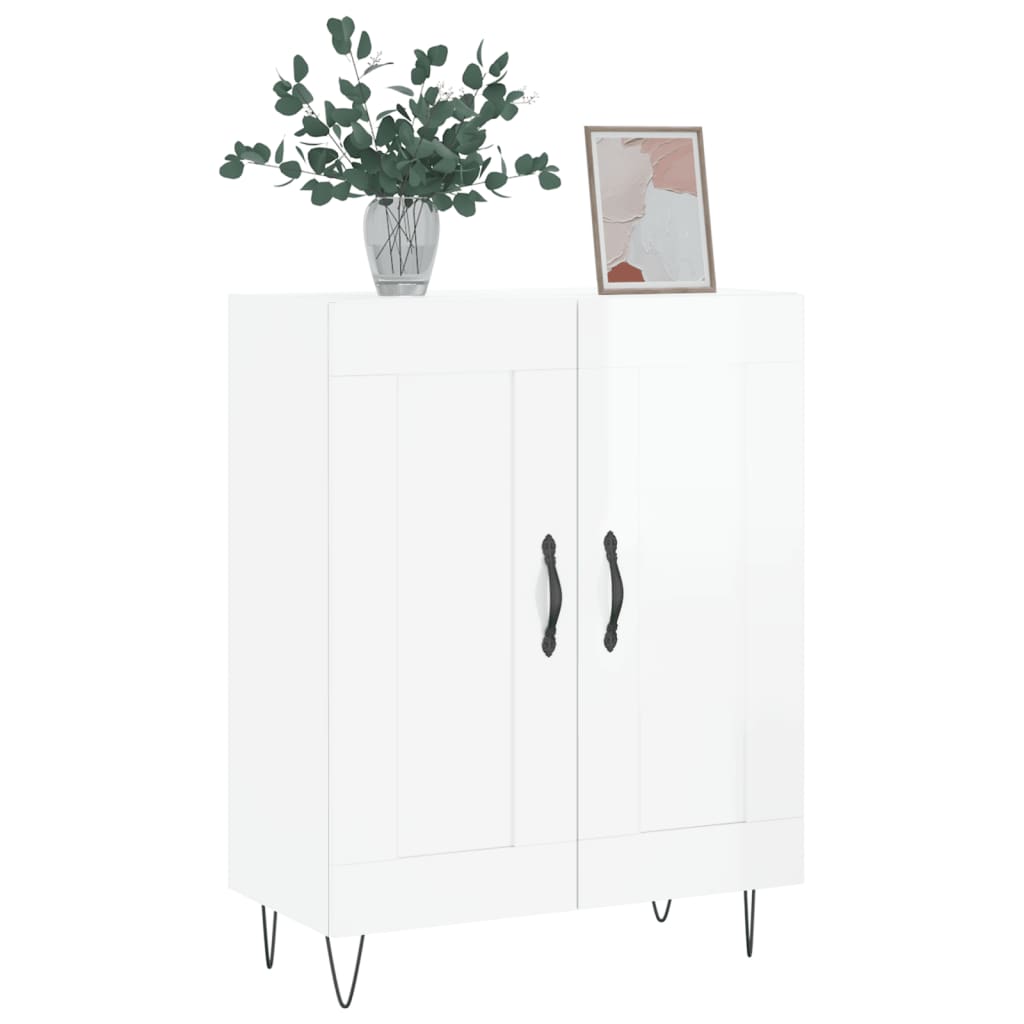 Servantă, alb extralucios, 69,5x34x90 cm, lemn compozit GartenMobel Dekor