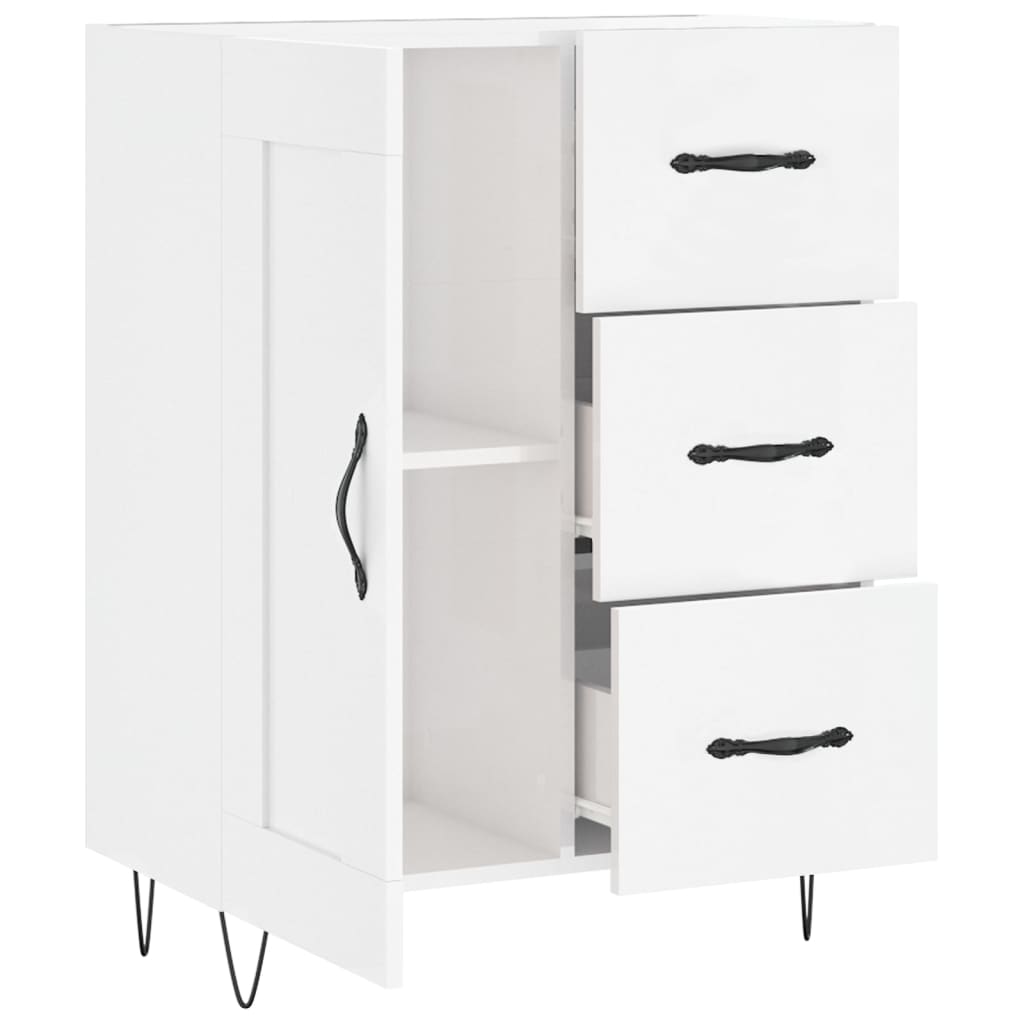 Servantă, alb extralucios, 69,5x34x90 cm, lemn compozit GartenMobel Dekor