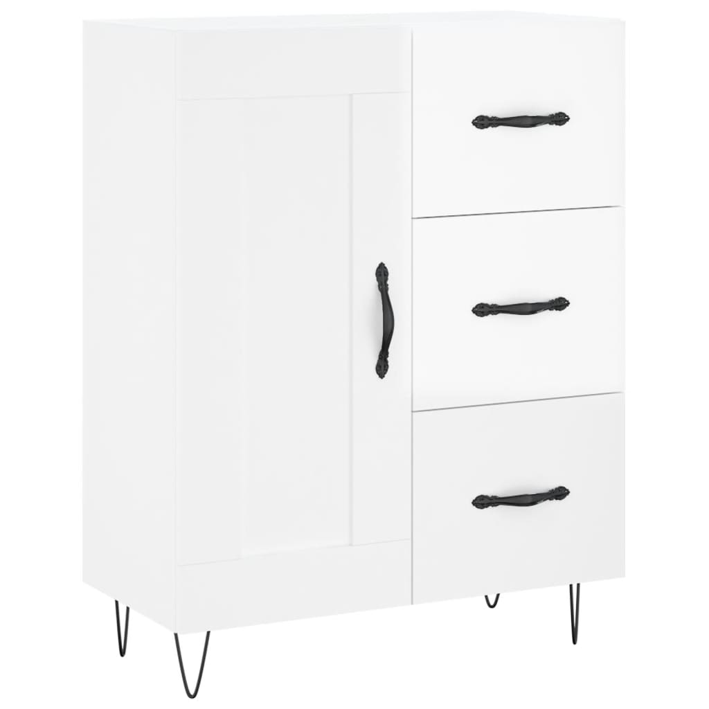 Servantă, alb extralucios, 69,5x34x90 cm, lemn compozit GartenMobel Dekor