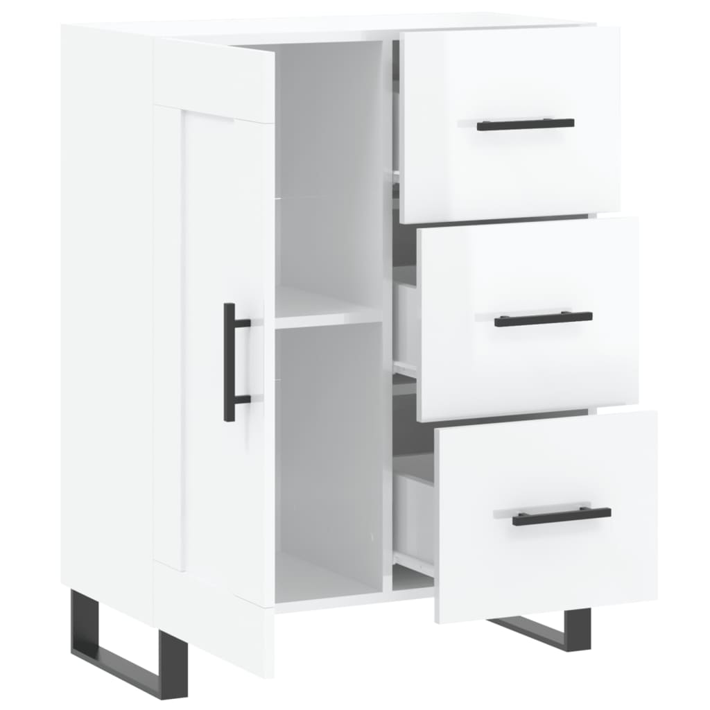 Servantă, alb extralucios, 69,5x34x90 cm, lemn compozit GartenMobel Dekor