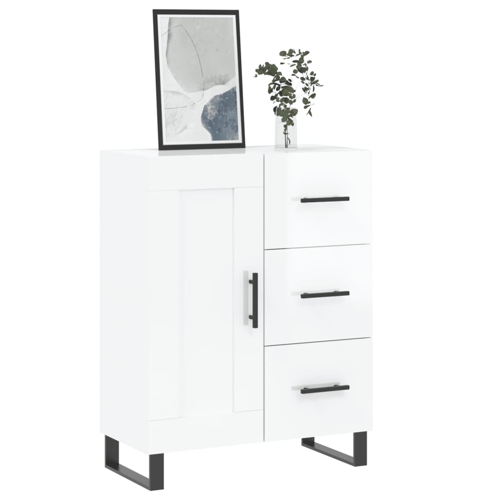 Servantă, alb extralucios, 69,5x34x90 cm, lemn compozit GartenMobel Dekor