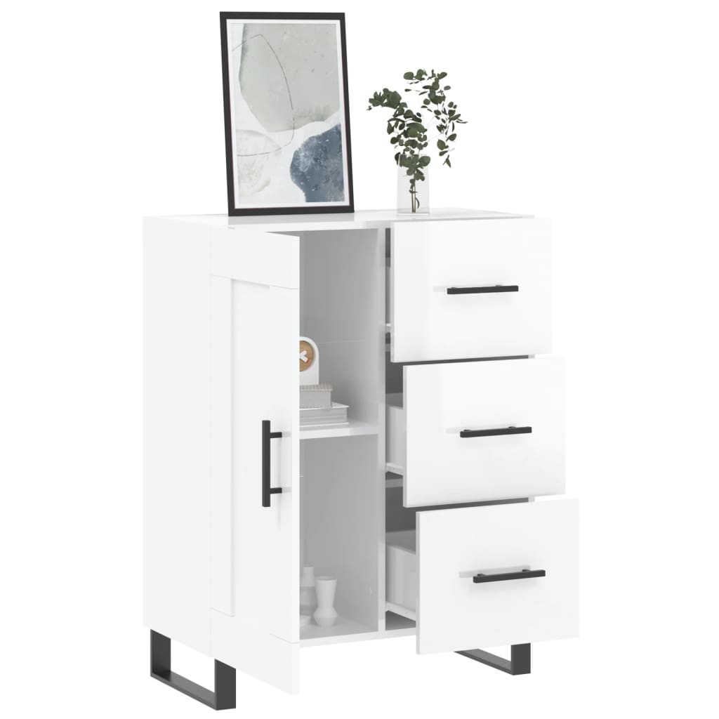 Servantă, alb extralucios, 69,5x34x90 cm, lemn compozit GartenMobel Dekor