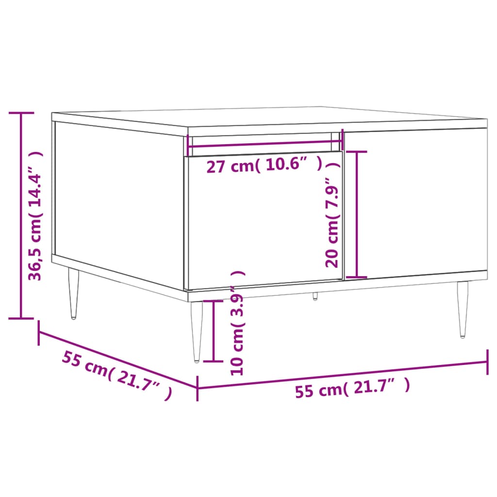 Măsuță de cafea, alb, 55x55x36,5 cm, lemn prelucrat GartenMobel Dekor