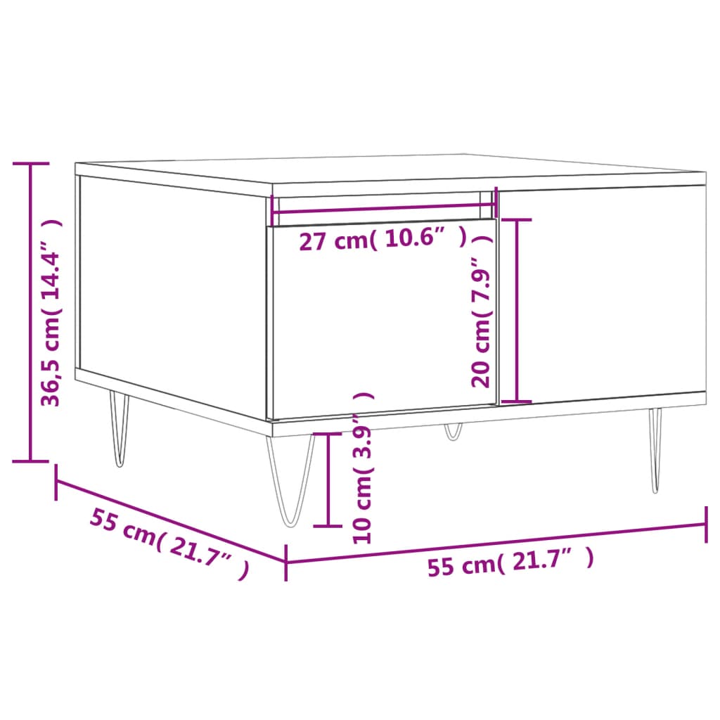 Măsuță de cafea, gri beton, 55x55x36,5 cm, lemn prelucrat GartenMobel Dekor