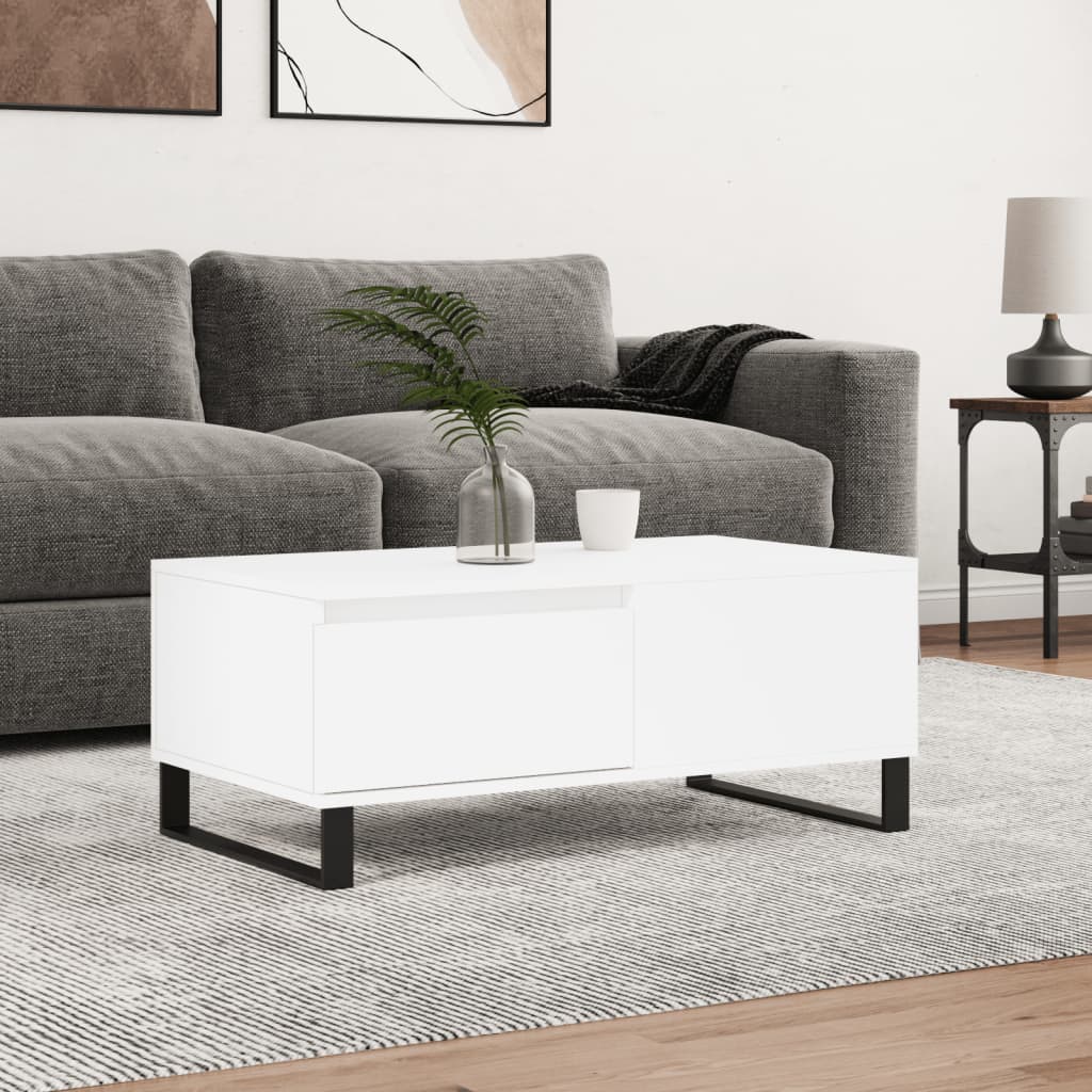 Măsuță de cafea, alb, 90x50x36,5 cm, lemn prelucrat GartenMobel Dekor