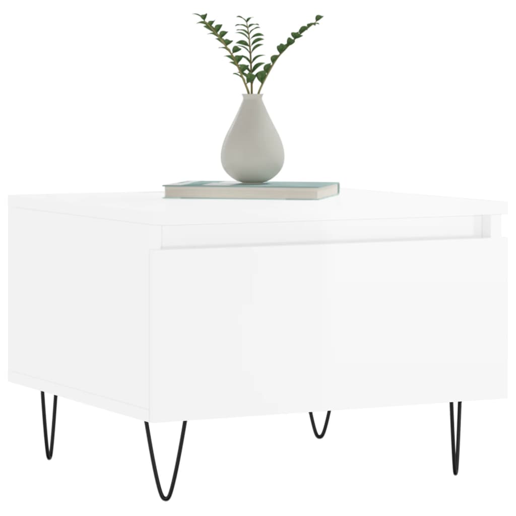 Mese de cafea 2 buc. alb extralucios 50x46x35 cm lemn compozit GartenMobel Dekor