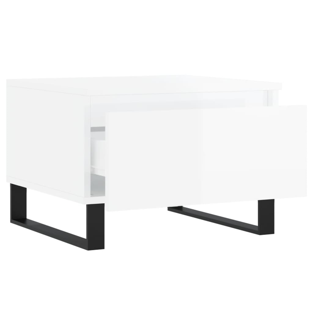 Mese de cafea 2 buc. alb extralucios 50x46x35 cm lemn compozit GartenMobel Dekor