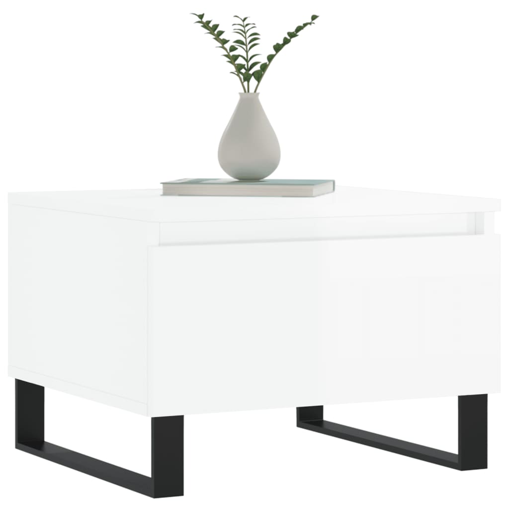Mese de cafea 2 buc. alb extralucios 50x46x35 cm lemn compozit GartenMobel Dekor