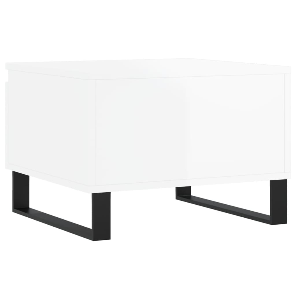 Mese de cafea 2 buc. alb extralucios 50x46x35 cm lemn compozit GartenMobel Dekor