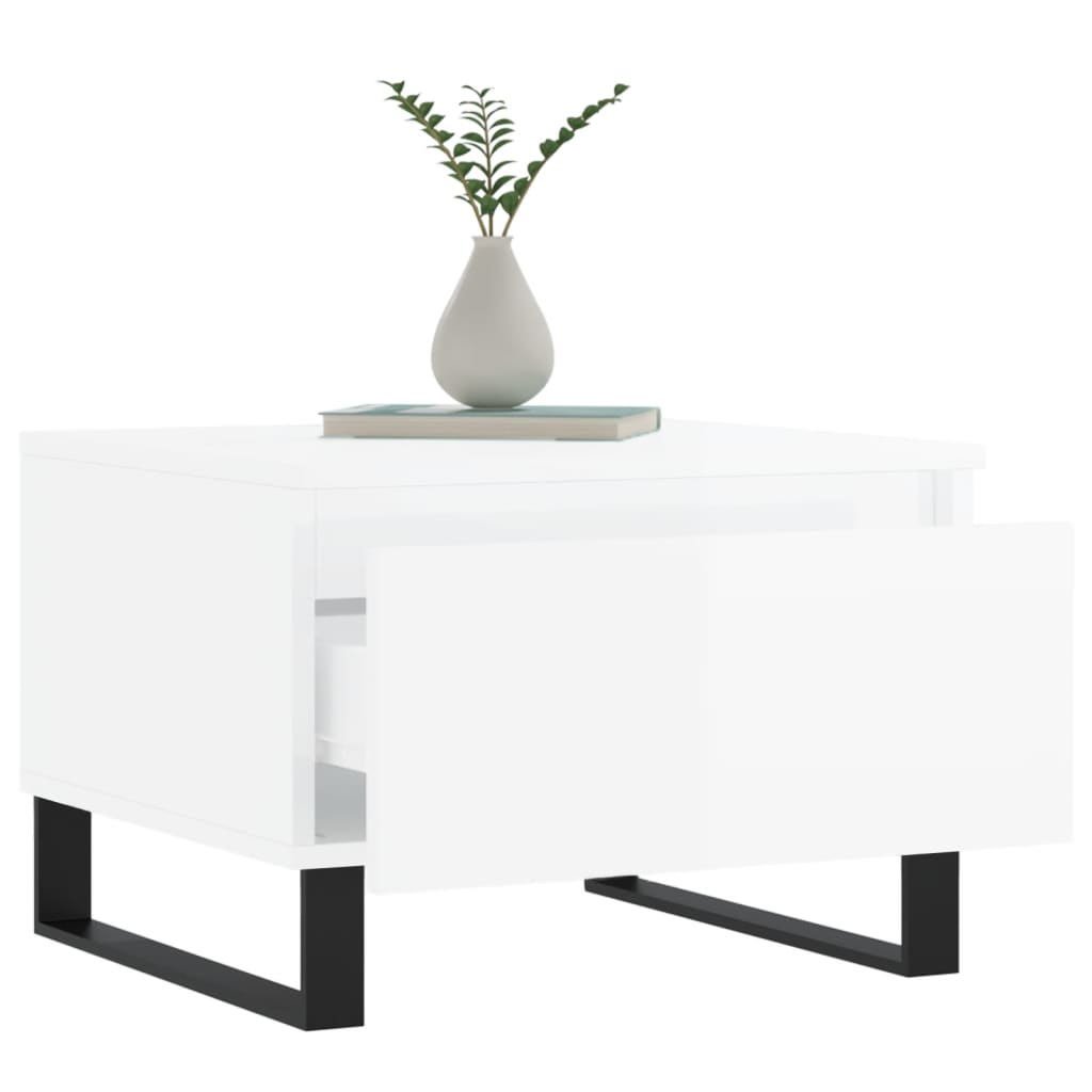 Mese de cafea 2 buc. alb extralucios 50x46x35 cm lemn compozit GartenMobel Dekor