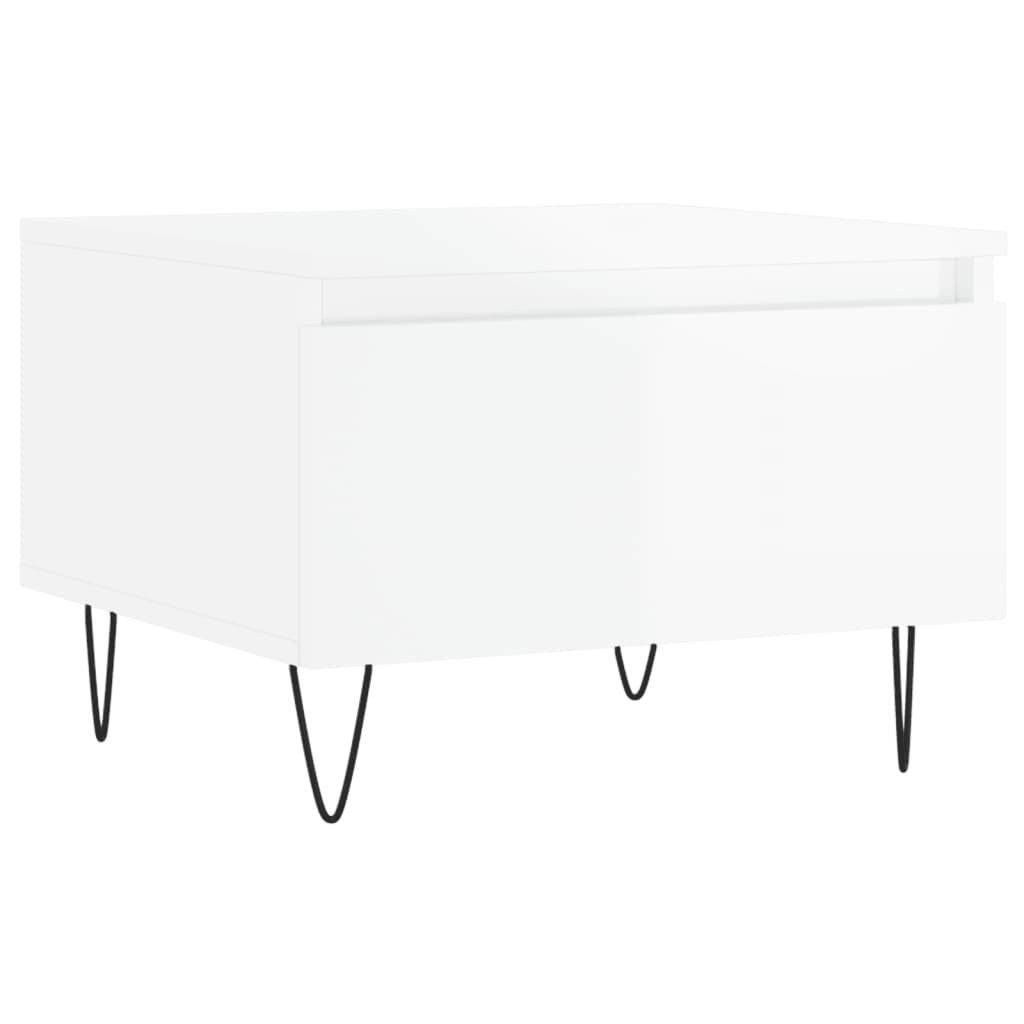 Mese de cafea 2 buc. alb extralucios 50x46x35 cm lemn compozit GartenMobel Dekor