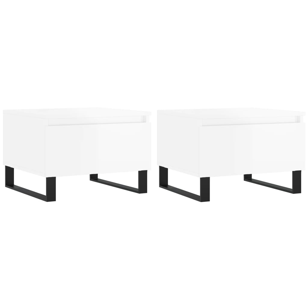 Mese de cafea 2 buc. alb extralucios 50x46x35 cm lemn compozit GartenMobel Dekor