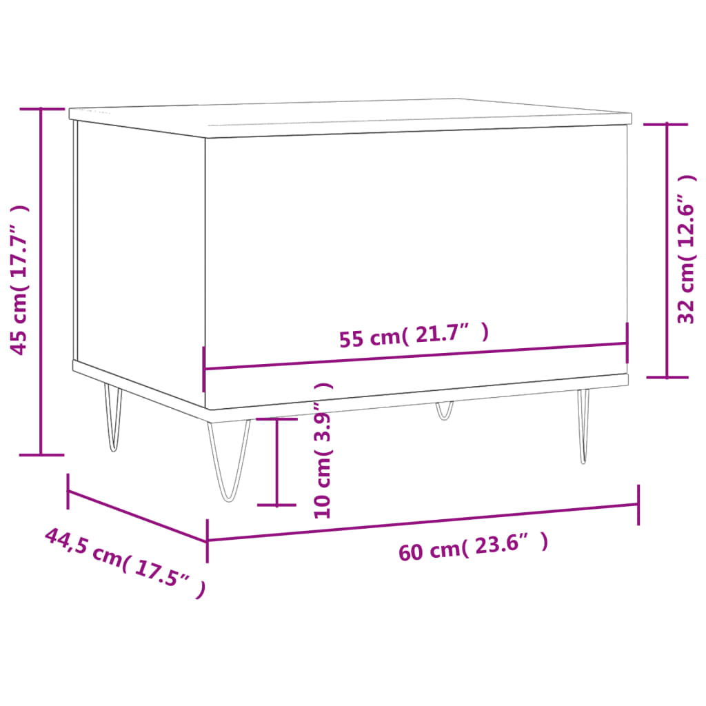 Măsuță de cafea, gri beton, 60x44,5x45 cm, lemn prelucrat GartenMobel Dekor