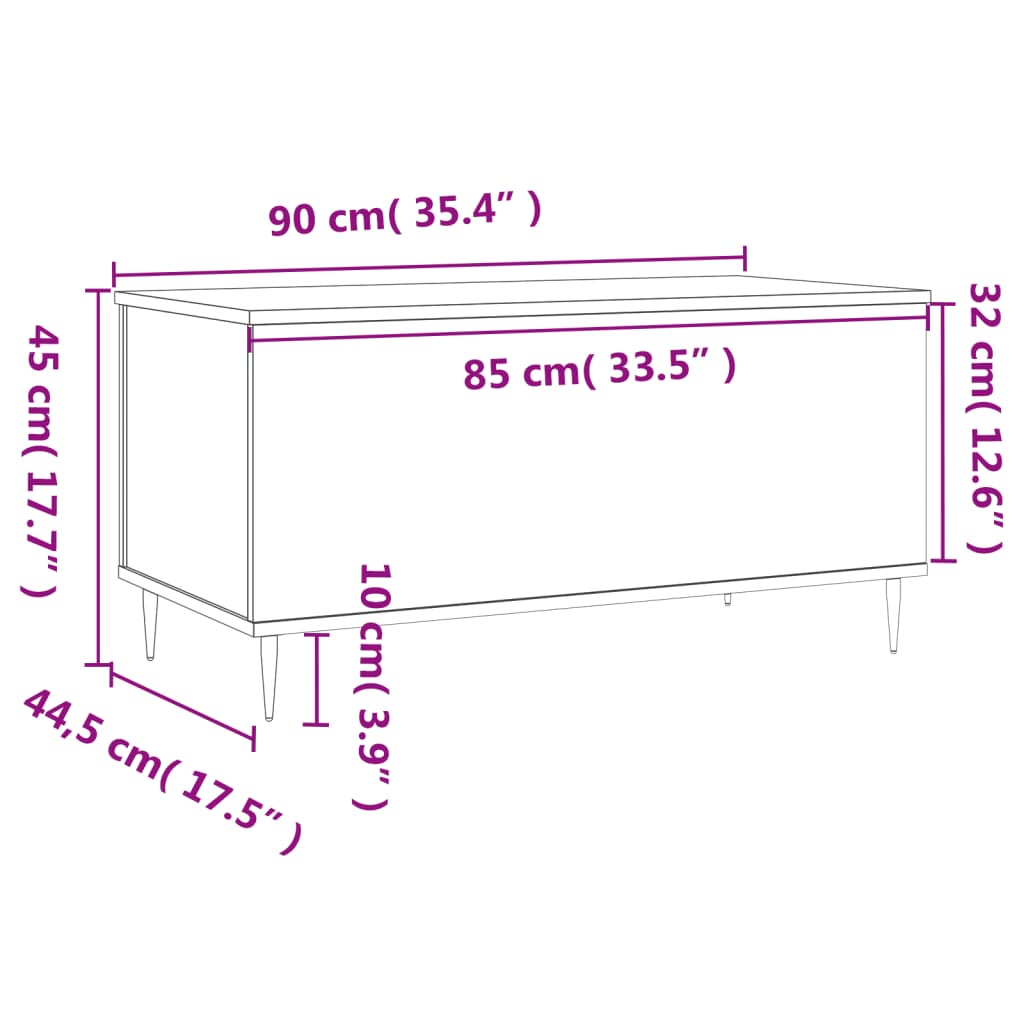 Măsuță de cafea, gri beton, 90x44,5x45 cm, lemn compozit GartenMobel Dekor