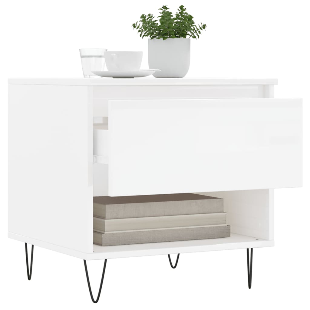 Mese de cafea 2 buc. alb extralucios 50x46x50 cm lemn compozit GartenMobel Dekor