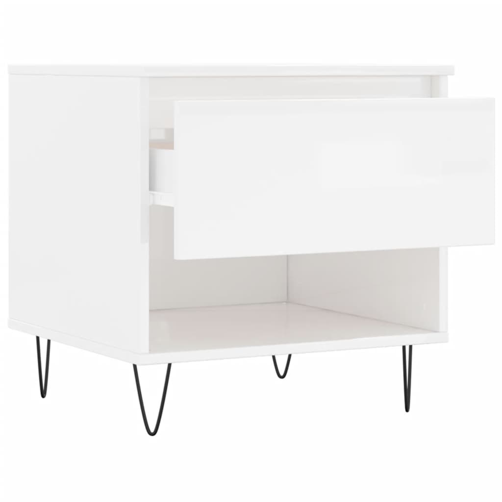 Mese de cafea 2 buc. alb extralucios 50x46x50 cm lemn compozit GartenMobel Dekor
