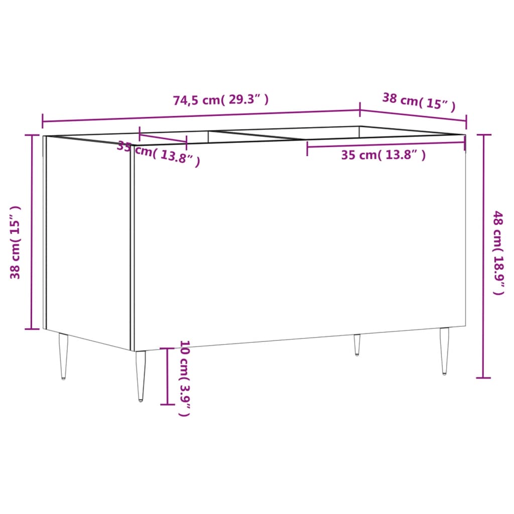Dulap pentru discuri, negru, 74,5x38x48 cm, lemn prelucrat GartenMobel Dekor