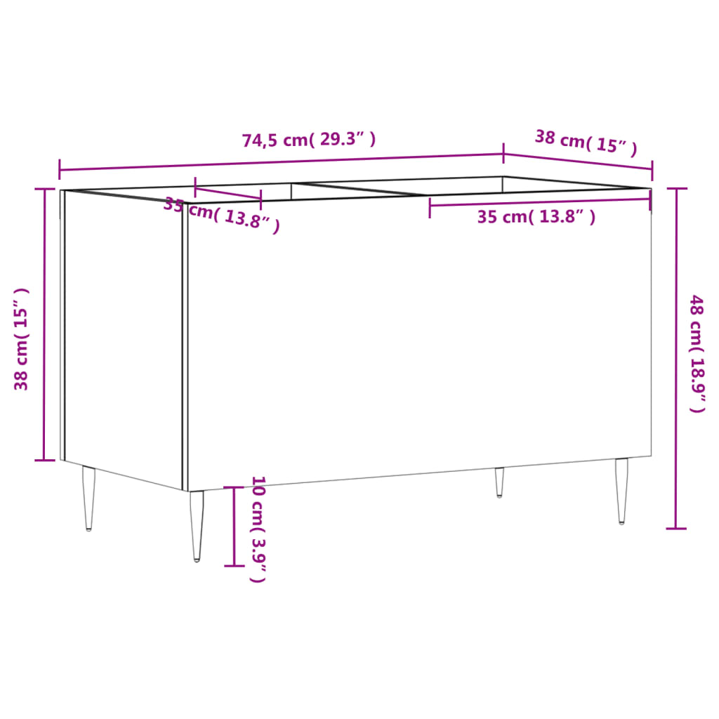 Dulap pt discuri, alb extralucios 74,5x38x48 cm lemn prelucrat GartenMobel Dekor