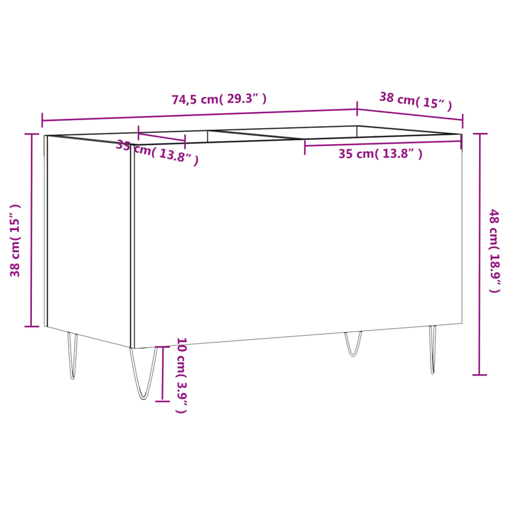 Dulap pt discuri, alb extralucios 74,5x38x48 cm lemn prelucrat GartenMobel Dekor