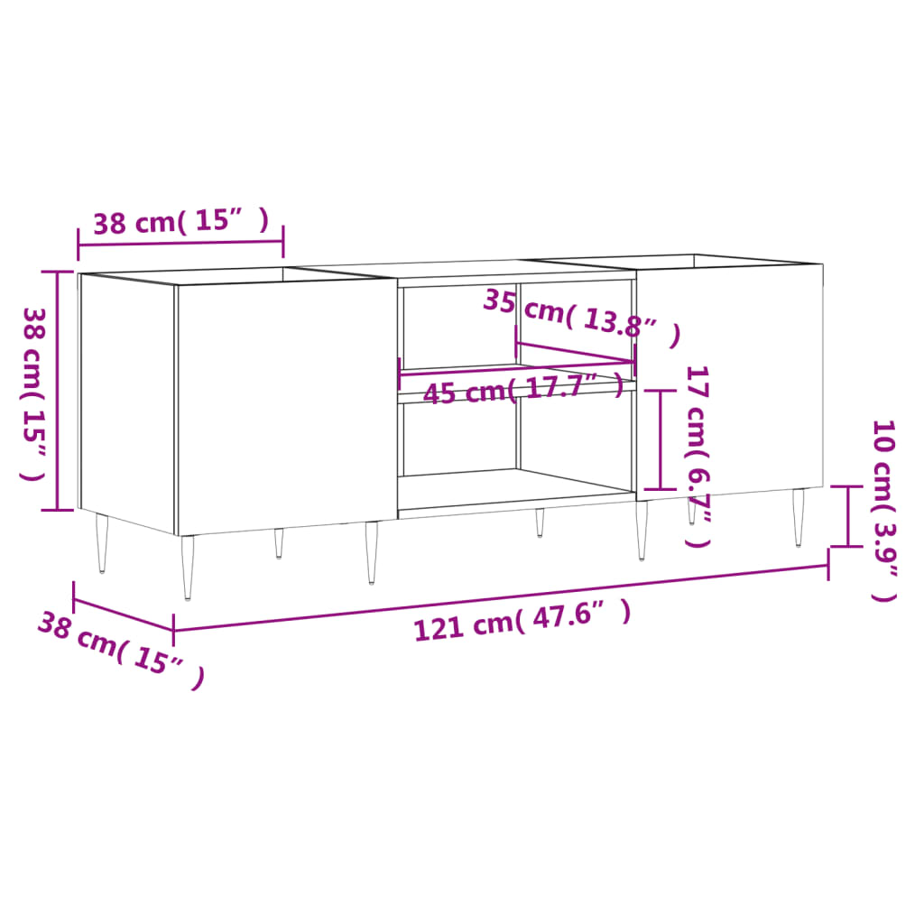 Dulapuri pentru discuri alb lucios 121x38x48 cm, lemn prelucrat GartenMobel Dekor