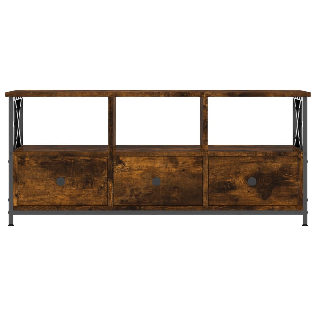 Comodă TV, stejar afumat, 102x33x45 cm, lemn prelucrat & fier GartenMobel Dekor