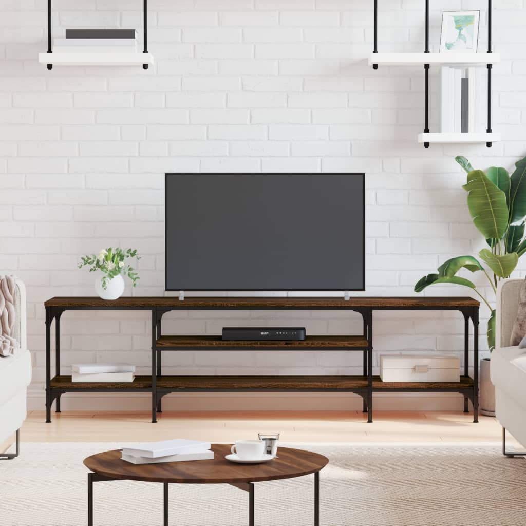 Comodă TV, stejar maro, 161x35x45 cm, lemn prelucrat & fier GartenMobel Dekor