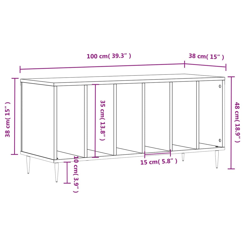 Comodă discuri, alb, 100x38x48 cm, lemn prelucrat GartenMobel Dekor