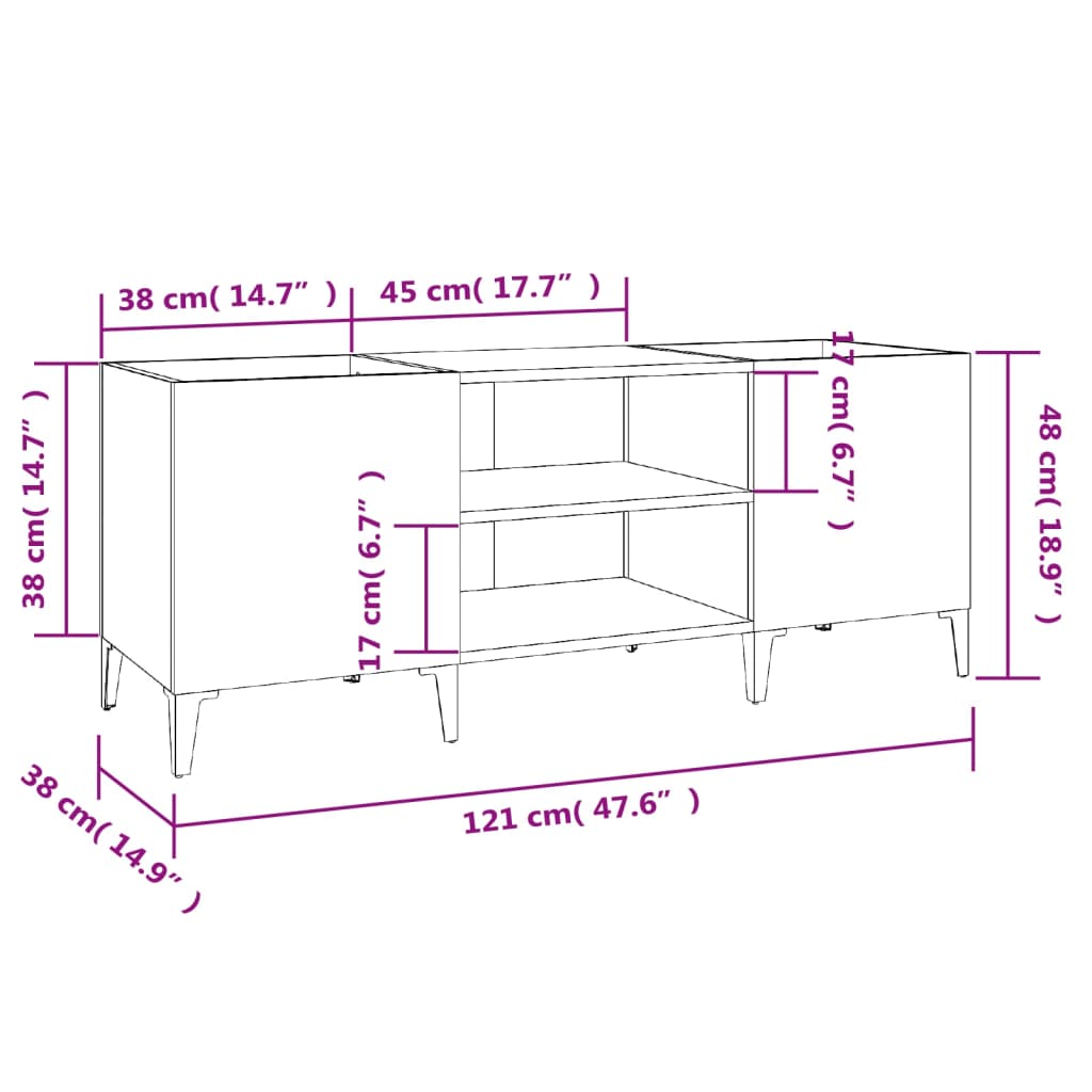 Comodă discuri, alb, 121x38x48 cm, lemn prelucrat GartenMobel Dekor