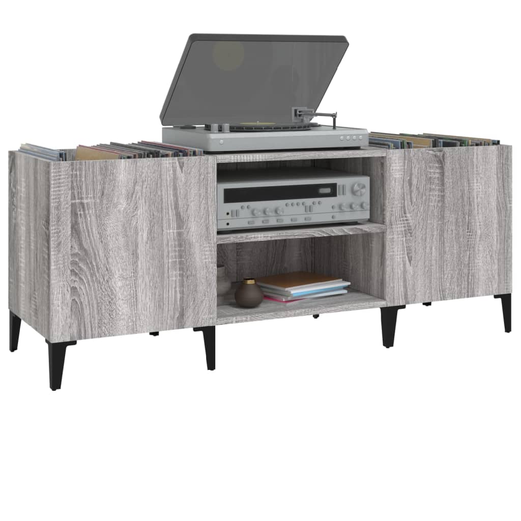 Dulap pentru discuri gri sonoma, 121x38x48 cm, lemn prelucrat GartenMobel Dekor