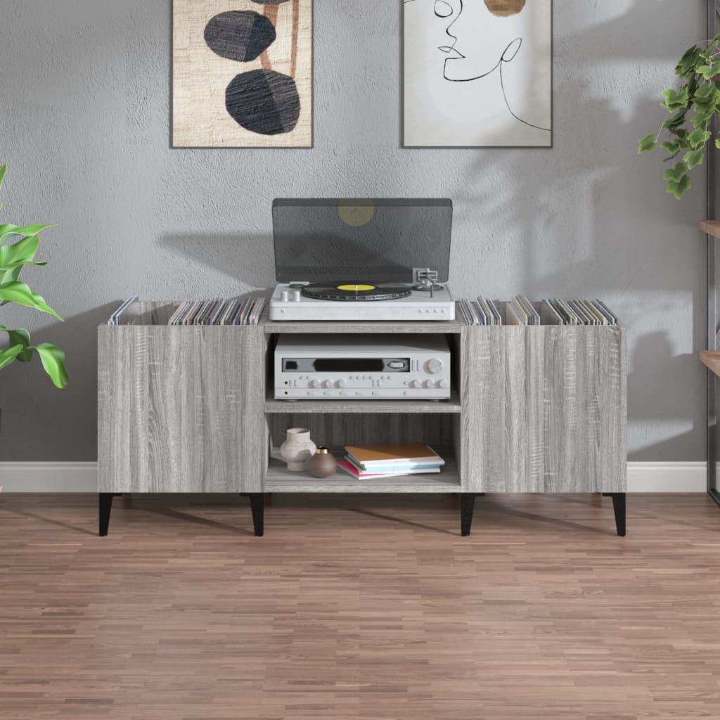 Dulap pentru discuri gri sonoma, 121x38x48 cm, lemn prelucrat GartenMobel Dekor
