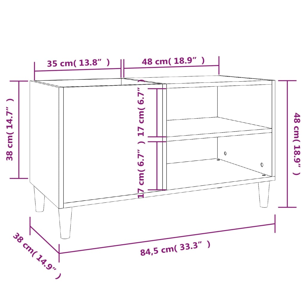 Dulap pentru discuri stejar afumat 84,5x38x48 cm lemn prelucrat GartenMobel Dekor
