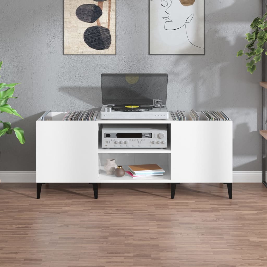 Dulapuri pentru discuri alb lucios 121x38x48 cm, lemn prelucrat GartenMobel Dekor
