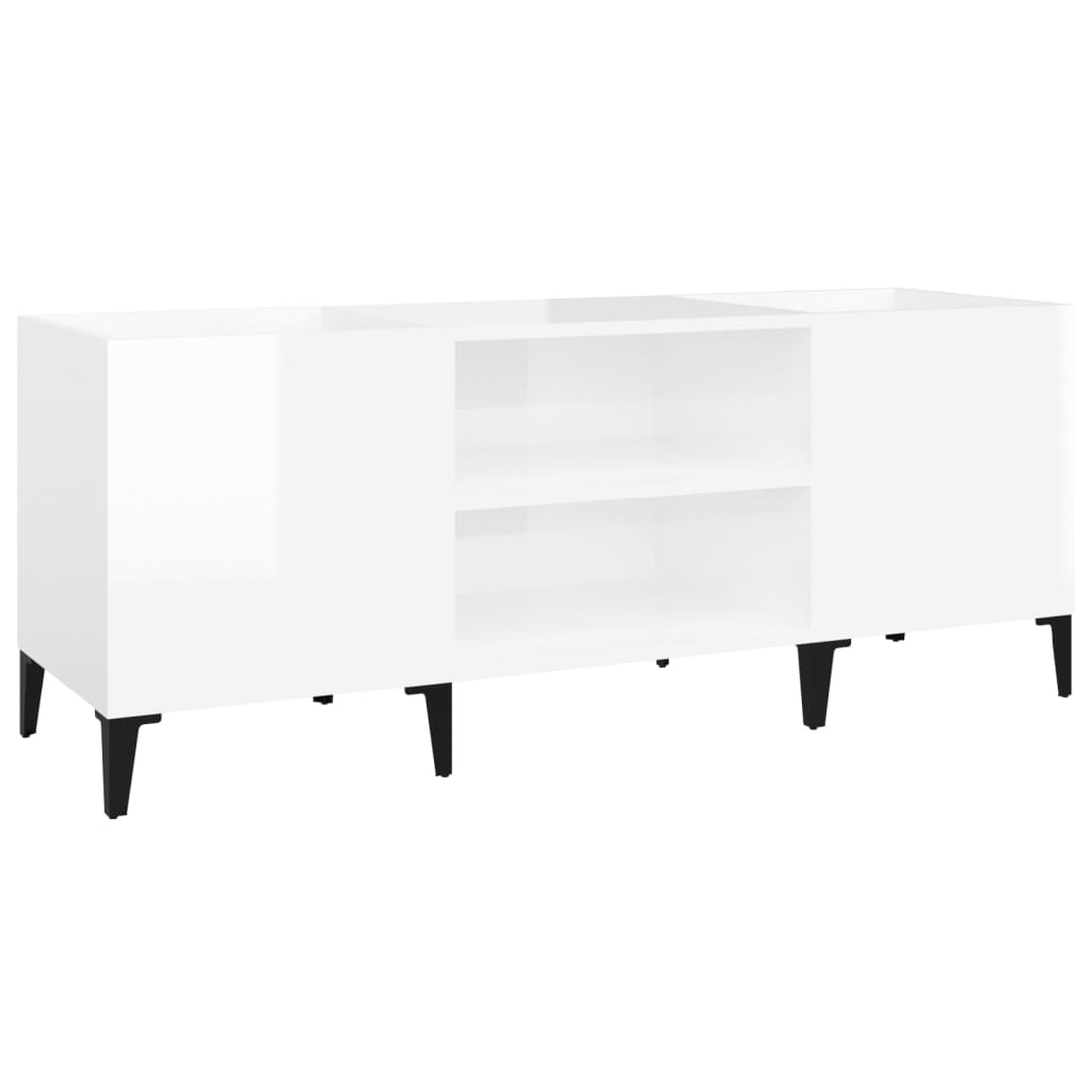 Dulapuri pentru discuri alb lucios 121x38x48 cm, lemn prelucrat GartenMobel Dekor