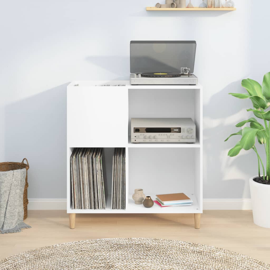 Dulap pentru discuri, alb, 84,5x38x89 cm, lemn compozit GartenMobel Dekor