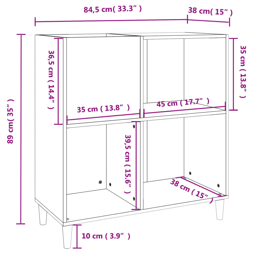 Dulap pentru discuri negru 84,5x38x89 cm lemn compozit GartenMobel Dekor