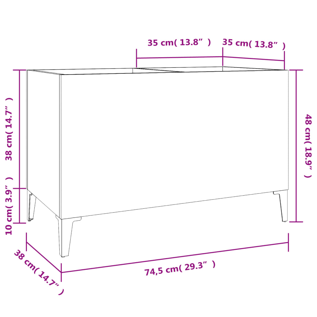 Dulap pentru discuri stejar afumat 74,5x38x48 cm lemn prelucrat GartenMobel Dekor