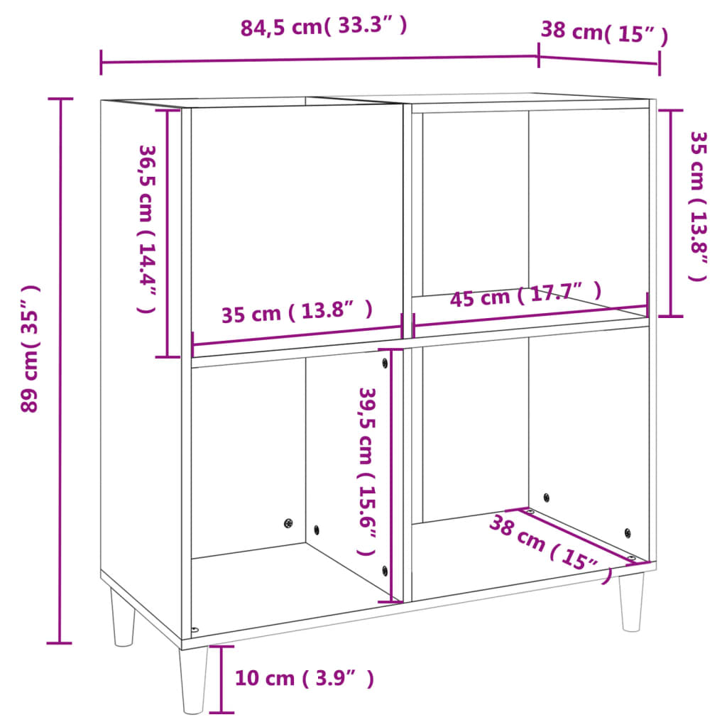 Dulap pentru discuri stejar sonoma 84,5x38x89 cm lemn compozit GartenMobel Dekor