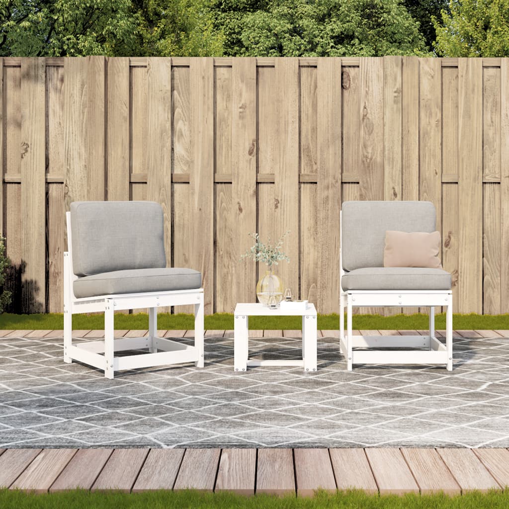 Set mobilier de grădină, 3 piese, alb, lemn masiv de pin GartenMobel Dekor
