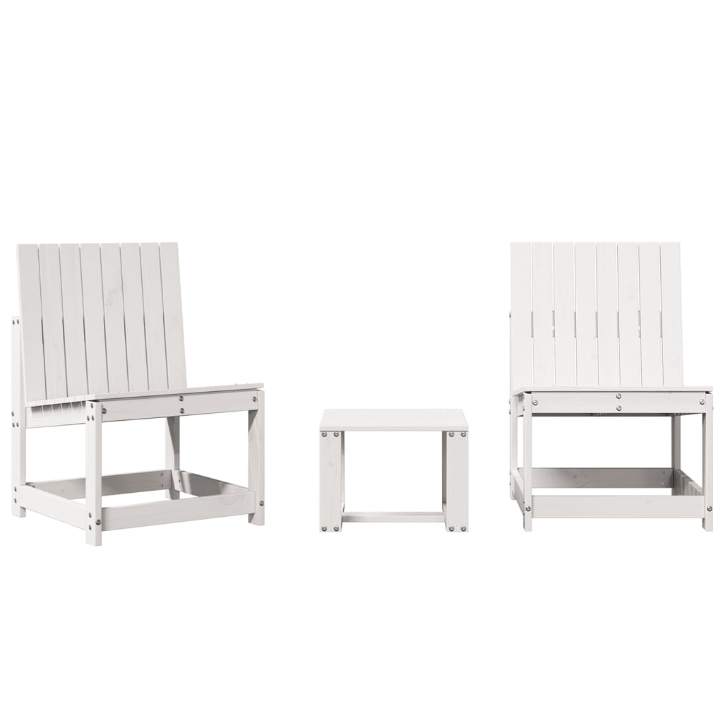Set mobilier de grădină, 3 piese, alb, lemn masiv de pin GartenMobel Dekor