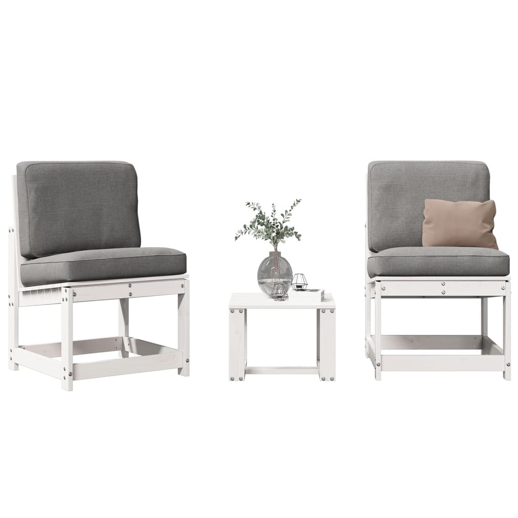 Set mobilier de grădină, 3 piese, alb, lemn masiv de pin GartenMobel Dekor