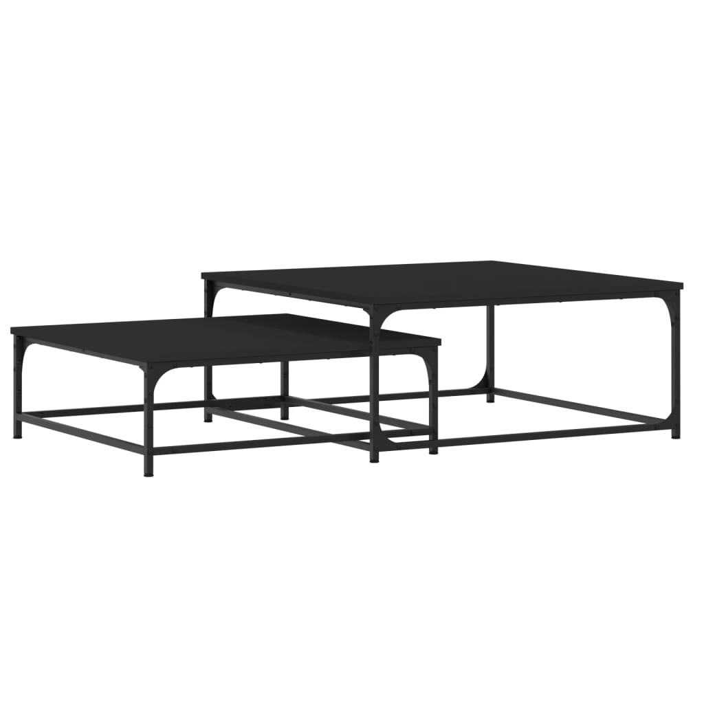 Mese suprapuse de cafea, 2 buc, negru, lemn prelucrat GartenMobel Dekor