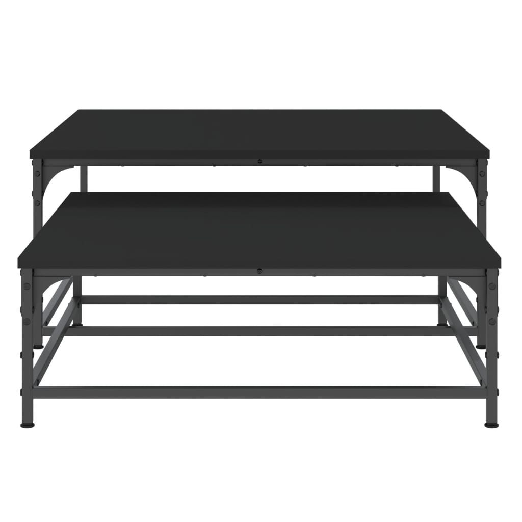 Mese suprapuse de cafea, 2 buc, negru, lemn prelucrat GartenMobel Dekor