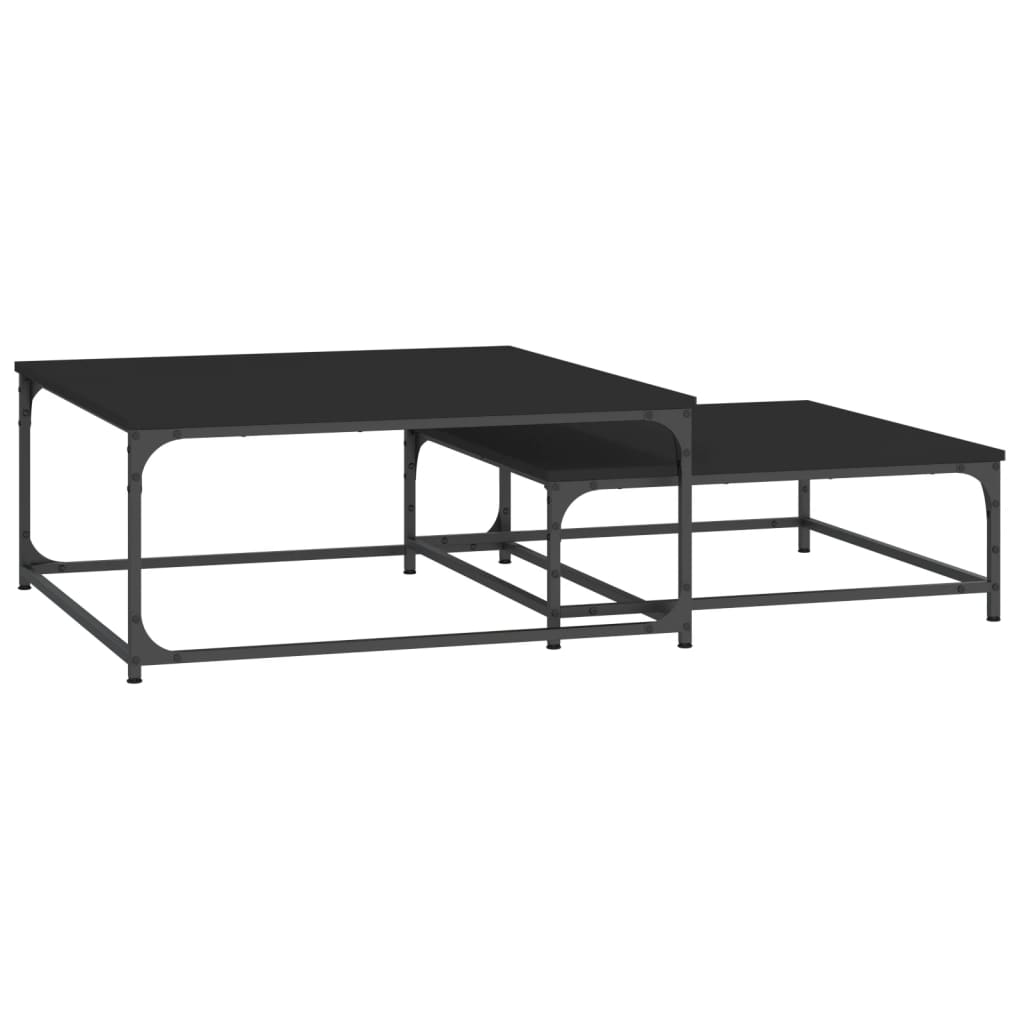 Mese suprapuse de cafea, 2 buc, negru, lemn prelucrat GartenMobel Dekor