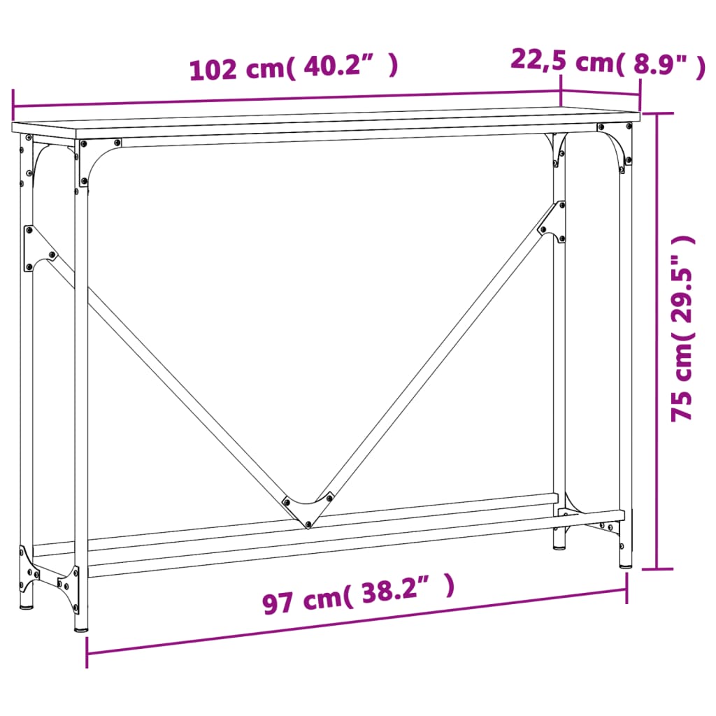 Măsuță consolă, stejar maro, 102x22,5x75 cm, lemn prelucrat GartenMobel Dekor