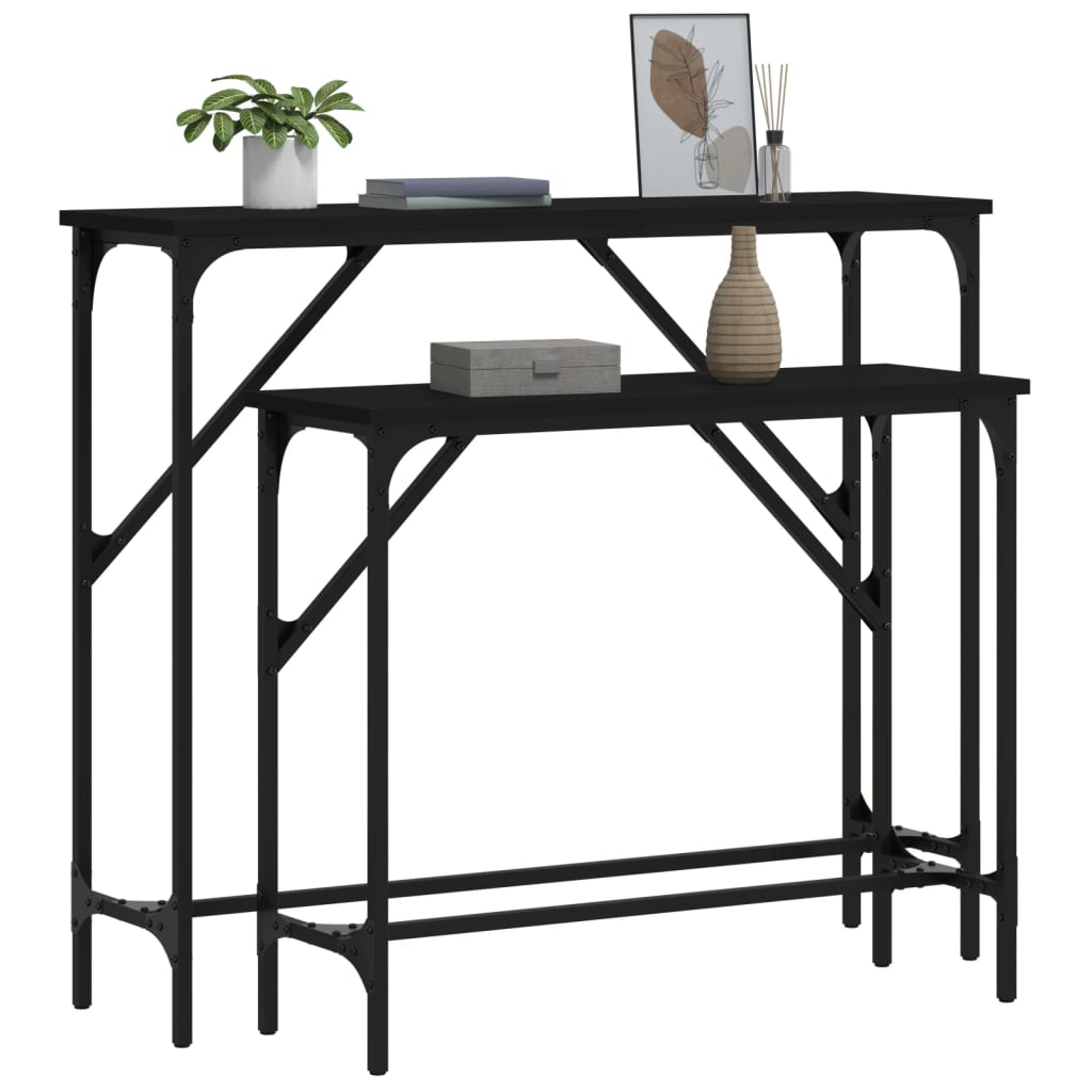 Măsuțe console, 2 buc., negru, lemn compozit GartenMobel Dekor