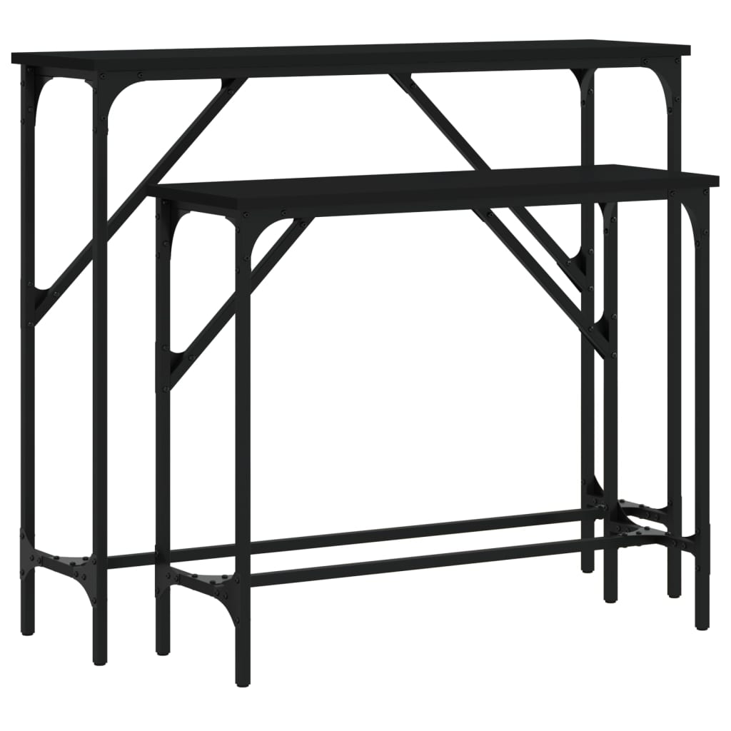 Măsuțe console, 2 buc., negru, lemn compozit GartenMobel Dekor