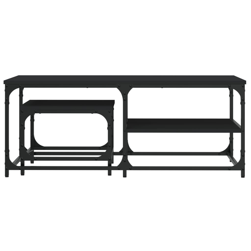 Mese suprapuse de cafea, 2 buc, negru, lemn prelucrat GartenMobel Dekor