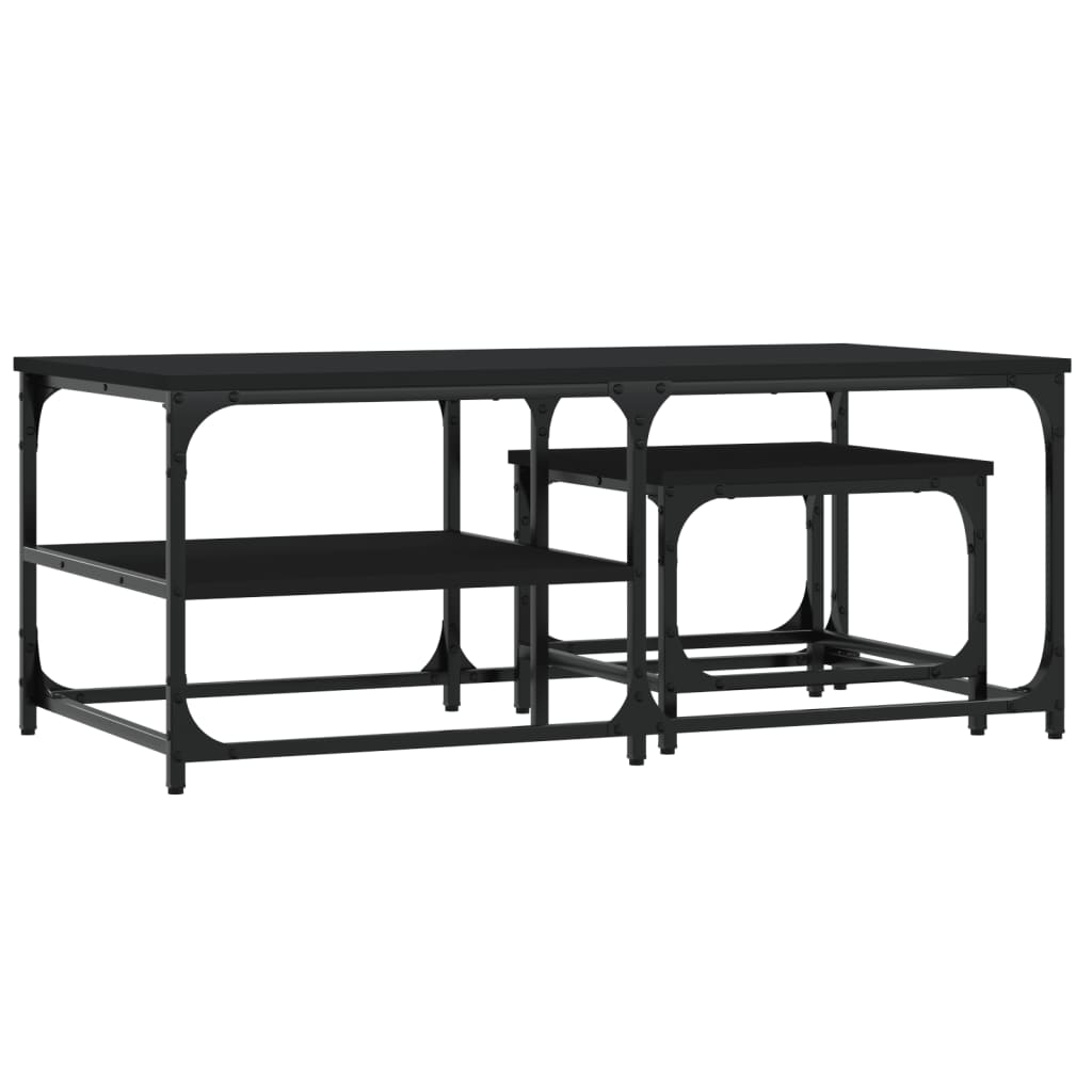 Mese suprapuse de cafea, 2 buc, negru, lemn prelucrat GartenMobel Dekor
