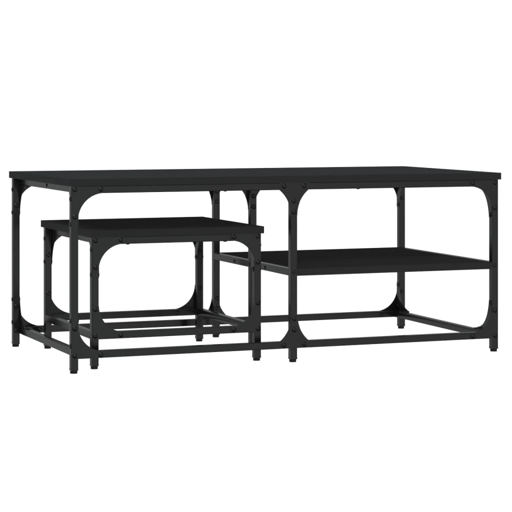 Mese suprapuse de cafea, 2 buc, negru, lemn prelucrat GartenMobel Dekor